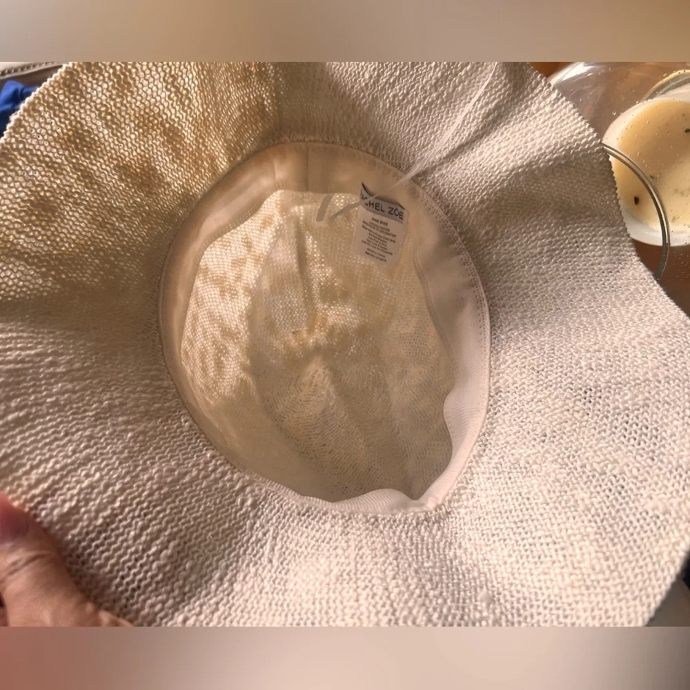 RACHEL ZOE COLLECTION Cream + Black Riviera Wide Brim Hat One Size